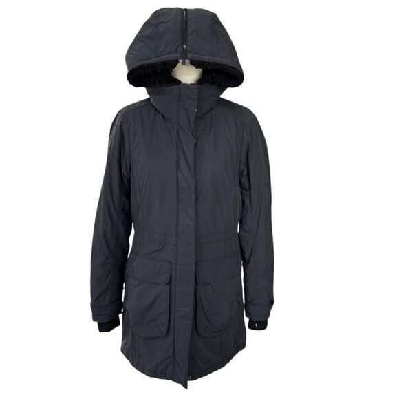 Athleta District Primaloft Faux Fur Hood Jacket Grey Black Size Small - Picture 4 of 15